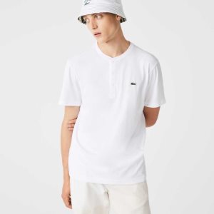 Lacoste Henley Neck Pima Cotton Jersey T-Shirt White | EUPH-13549