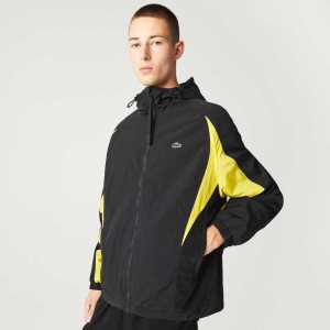 Lacoste Heritage Color-Block Nylon Jacket Black / Yellow | PWLI-20576