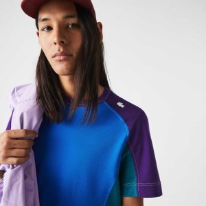 Lacoste Heritage Regular Fit Color-Block Stretch Pique T-Shirt Blue / Green / Purple | SHPB-24510