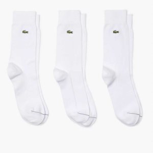 Lacoste High-Cut Cotton Pique Socks 3-Pack White | JYQH-89071