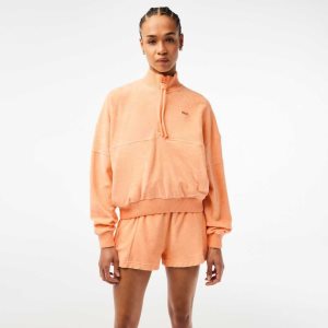 Lacoste High-Neck Terry Cloth Half Zip Sweatshirt Light Orange | XKEI-74836