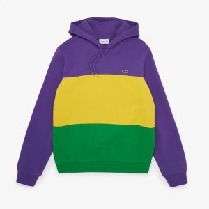 Lacoste Hooded Colorblock Fleece Sweatshirt Purple / Yellow / Green | PFZK-83259
