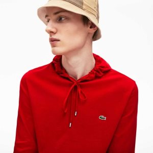Lacoste Hooded Cotton Jersey Sweatshirt Red | RMXW-09613