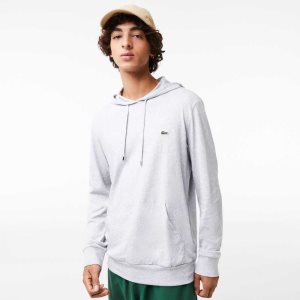 Lacoste Hooded Cotton Jersey Sweatshirt Grey Chine | UWXR-94168