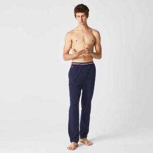 Lacoste Jersey Three-Tone Waistband Pajama Pants Navy Blue | DETK-35870
