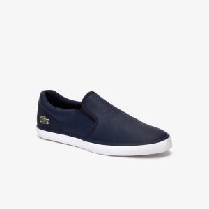 Lacoste Jouer Leather Slip-On Sneakers Nvy/Wht | WKXG-51027