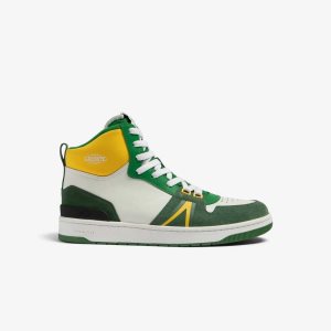 Lacoste L001 Mid Leather Colorblock Sneakers White/Green | RMNO-87123