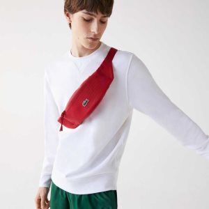 Lacoste LCST Coated Canvas Zippered Fanny Pack Tango Red | APSH-16247