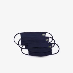 Lacoste L.12.12 Face Masks 3-Pack Navy Blue | OEVC-98756