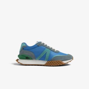 Lacoste L-Spin Deluxe Leather Sneakers Blu/Dk Trqs | ZGEJ-93064