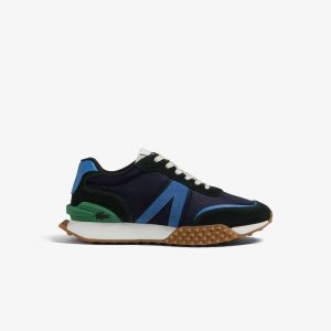 Lacoste L-Spin Deluxe Leather Sneakers Navy/Blue | OYIE-48261