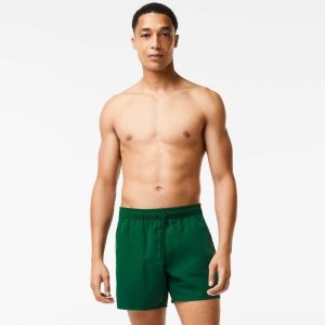 Lacoste Light Quick-Dry Swim Shorts Green / Navy Blue | HKXP-92035