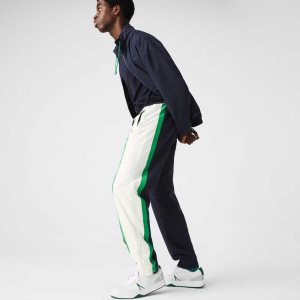 Lacoste Lightweight Water-Repellent Color-Block Trackpants Navy Blue / White / Green | XQTC-83019