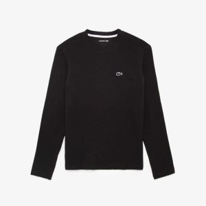 Lacoste Long Sleeve Lounge T-Shirt Black | FKGJ-95301