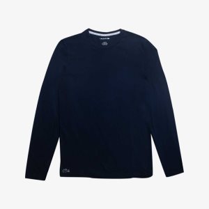 Lacoste Long Sleeve Lounge T-Shirt Navy Blue | GRKT-36728