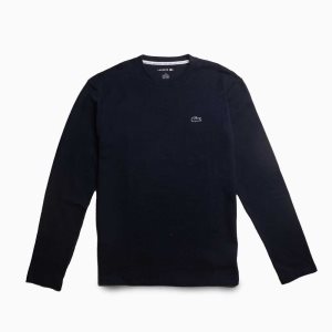 Lacoste Long Sleeve Lounge T-Shirt Navy Blue | ZMHF-87296