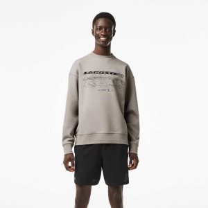 Lacoste Loose Fit Branded Sweatshirt Grey | WJTY-72041