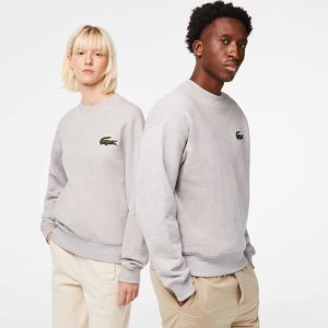 Lacoste Loose Fit Crocodile Badge Sweatshirt Grey Chine | KSPG-19846