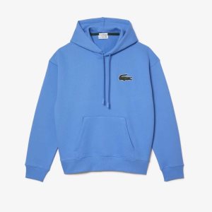 Lacoste Loose Fit Hooded Organic Cotton Sweatshirt Blue | WUSF-68372