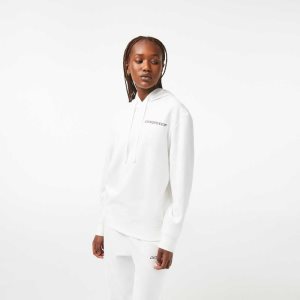 Lacoste Loose Fit Hoodie with Contrast Branding White | AKSX-58412