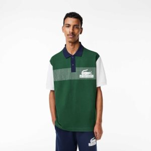 Lacoste Loose Fit Organic Cotton Polo Green / White / Navy Blue | SKIX-90231