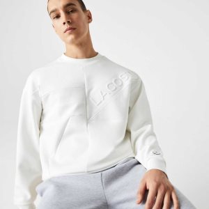 Lacoste Loose Fit Patchwork Effect Sweatshirt White | PXFL-19786