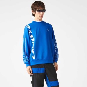 Lacoste Loose Fit Pique Sweatshirt Blue | QXPG-76498