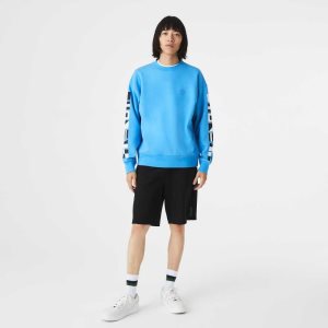 Lacoste Loose Fit Reflective Print Sweatshirt Blue | KJYX-05342