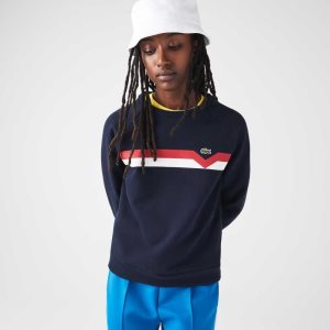Lacoste Made in France Colorblock Organic Cotton Sweater Navy Blue / White / Red | PRES-85679