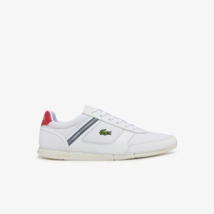 Lacoste Menerva Sport Leather Accent Sneakers White / Red | RUBK-60975