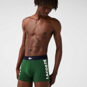 Lacoste Mismatched Stretch Cotton Trunk 3-Pack Green / Navy Blue / White | YSVU-76825