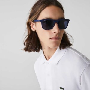 Lacoste Modified Rectangle L.12.12 Premium Sunglasses Blue | YVFC-85793