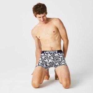 Lacoste Nautical Print Boxer Brief 3-Pack Grey Chine / Navy Blue / White | JFXG-35142