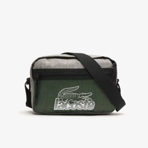 Lacoste Neocroc Contrast Print Shoulder Bag Gris Chine Vert 132 Noir | HJEM-90532