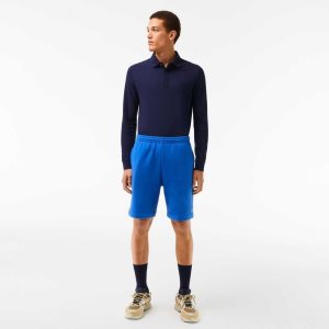 Lacoste Organic Brushed Cotton Fleece Shorts Blue | LJIX-47503