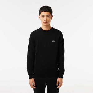 Lacoste Organic Cotton Crew Neck Sweater Black | ZCKY-13845