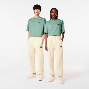 Lacoste Organic Cotton Fleece Trackpants White | HRDG-53897