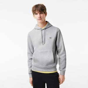 Lacoste Organic Cotton Hooded Sweatshirt Grey Chine | IXAV-96041