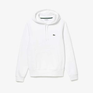 Lacoste Organic Cotton Hooded Sweatshirt White | RFDK-83045