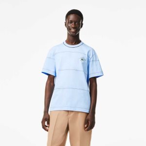 Lacoste Organic Cotton Jersey Stripe T-Shirt Blue | CRFB-31264