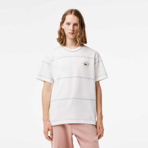 Lacoste Organic Cotton Jersey Stripe T-Shirt White | QROF-62410