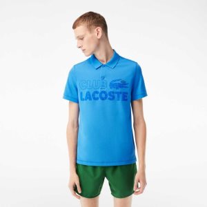 Lacoste Organic Cotton Printed Polo Blue | LIKX-87502