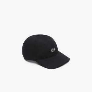 Lacoste Organic Cotton Twill Cap Black | DVBI-85276