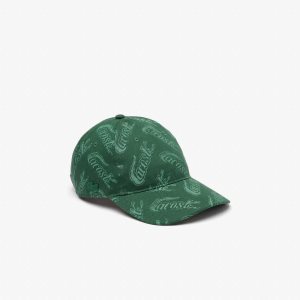 Lacoste Organic Cotton Vintage Print Cap Green / Khaki Green | MEXS-68014