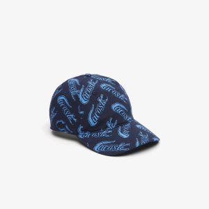 Lacoste Organic Cotton Vintage Print Cap Navy Blue / Blue | ZMJE-89542