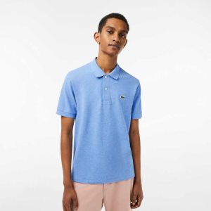 Lacoste Original L.12.12 Heathered Petit Pique Cotton Polo Blue Chine | GMKP-13052