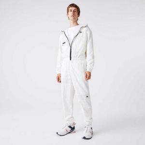Lacoste Patchwork Water-Repellent Trackpants White | GSVB-53901