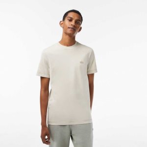 Lacoste Plain Organic Cotton T-Shirt Beige | TWHQ-08475