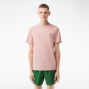 Lacoste Plain Organic Cotton T-Shirt Pink | BIDT-14765