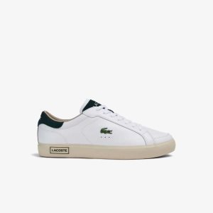 Lacoste Powercourt Leather Color-Pop Sneakers White/Dark Green | LFDX-65940